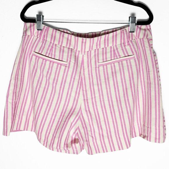 Anthropologie x Cartonnier Women's Pink Beige Linen Striped Sailor Shorts Retro - Picture 3 of 10